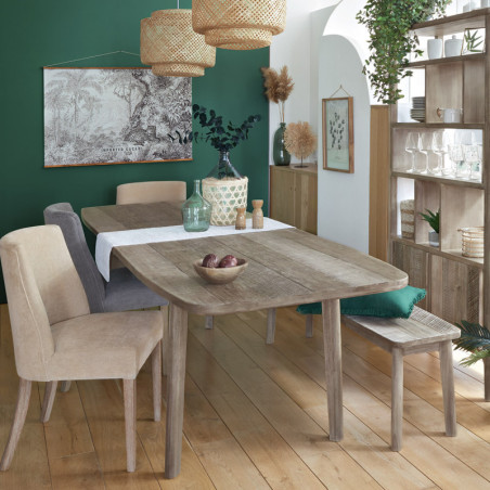 Table à manger extensible en bois "Banila" - 12 couverts - Marron - L 180/260 x P 90 x H 76 cm