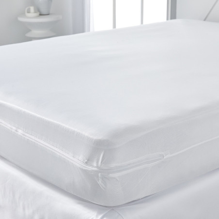 Housse integrale pour matelas lit simple "Essential" - Blanc - l 90 x L 190 cm