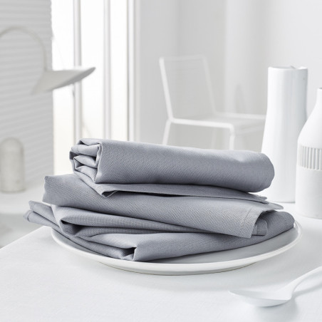 Lot de 4 serviettes de tables en coton "Essential" - Gris acier - 40 x 40 cm