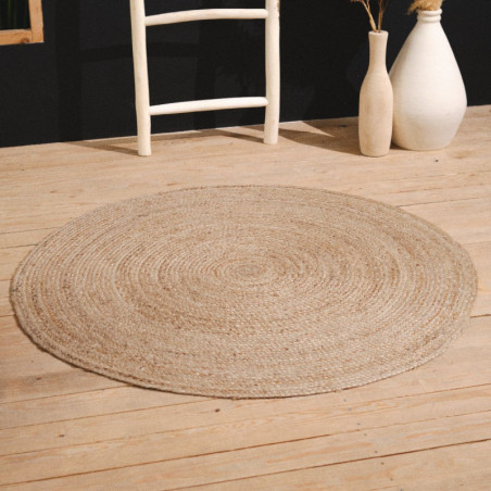 Tapis rond en jute "Indies Diams" - Beige - D 120 cm