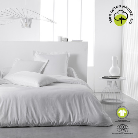 Taie d'oreiller carré en coton bio "Organic" - Blanc - 63 x 63 cm