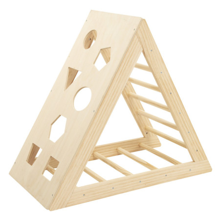 Triangle d'escalade pour enfant en bois - Beige - L 78 x P 43,5 x H 90 cm