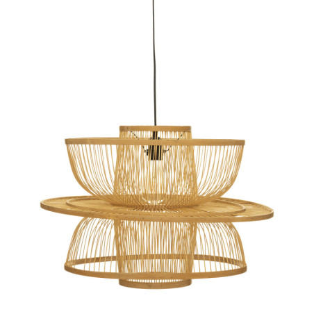 Suspension luminaire en bambou "Ava" - Beige - D 58 x H 45 cm