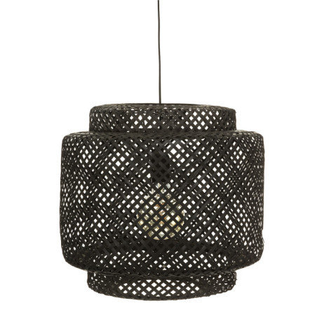 Suspension luminaire en bambou "Libry" - Noir - D 40 x H 38 cm