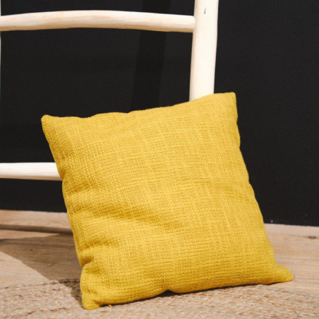 Coussin carré en coton - Jaune - 40 x 40 cm