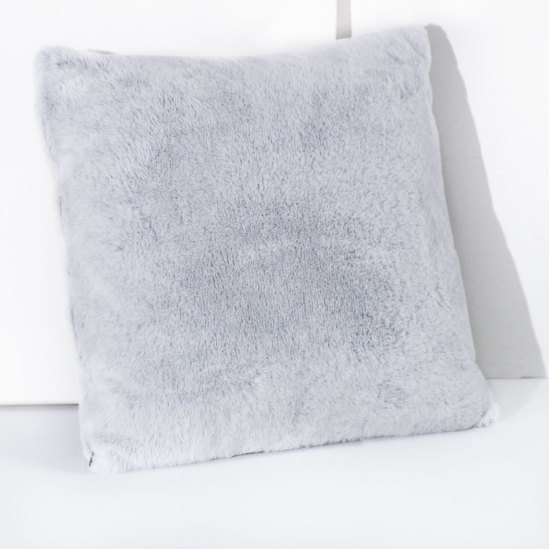 Coussin carré Coccon en tissu peluche - Gris - 45 x 45 cm