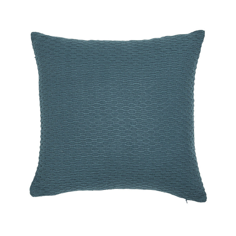 Housse de coussin carré en coton en relief Essential - Bleu paon - 40 x 40 cm