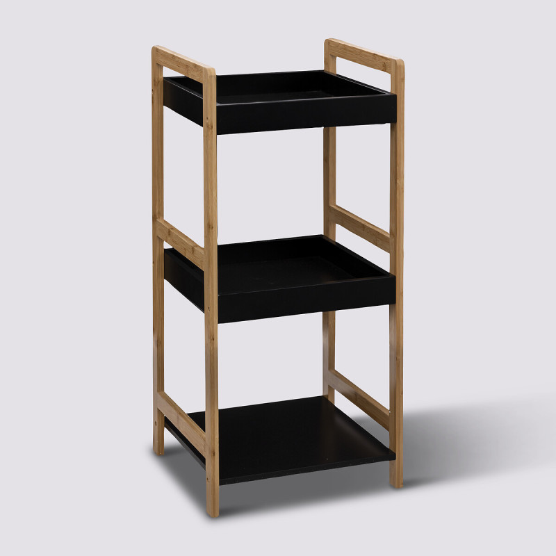 Etagère à 3 niveaux en bois - L 36 x P 33 x H 80 cm - Epuréo Noir