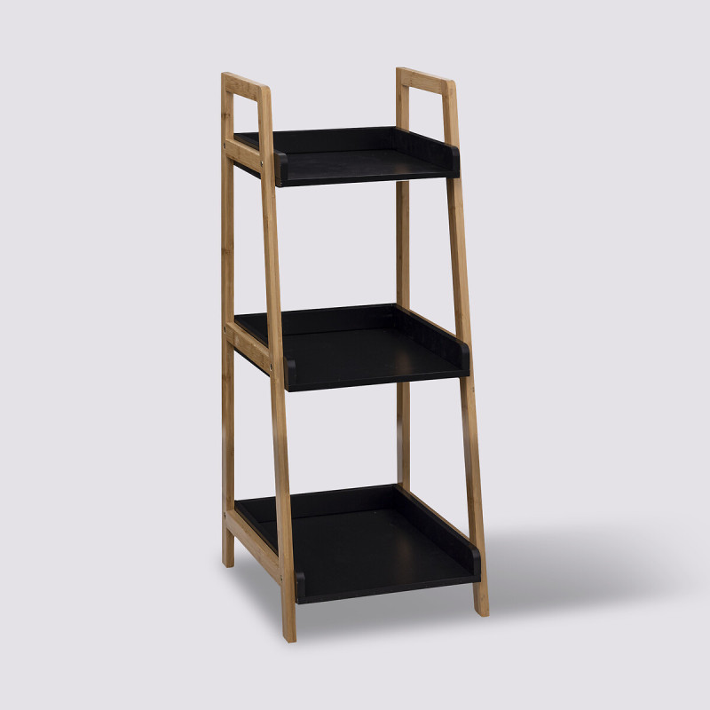 Etagère biseautée à 3 niveaux en bois - L 32,8 x P 37 x H 88,5 cm - Epuréo Noir