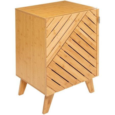 Meuble de rangement en bois avec 1 porte + 2 niches "Mix'ur Bath" - Beige - L 45 x P 36 x H 70 cm