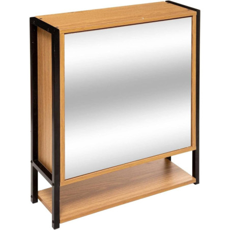 Cabinet miroir en bois "Tribecart" - Beige/Noir - L 48 x P 16,5 x H 60 cm