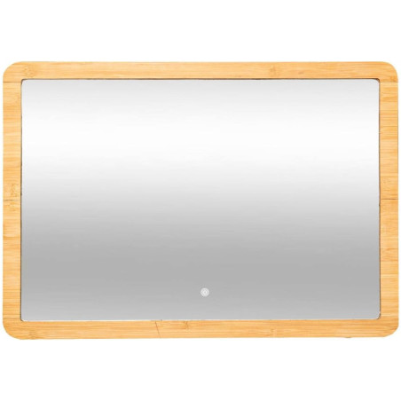 Miroir rectangle avec cadre en bambou et fonction tactile - Beige - L 47 x H 66 cm