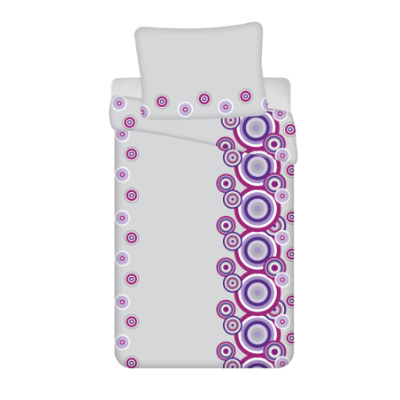 Parure de lit simple en coton crêpé imprimé de spirales - Gris/Violet - 140 x 200 cm