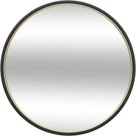 Miroir rond avec cadre en métal "Justin" - Noir - D 48 cm