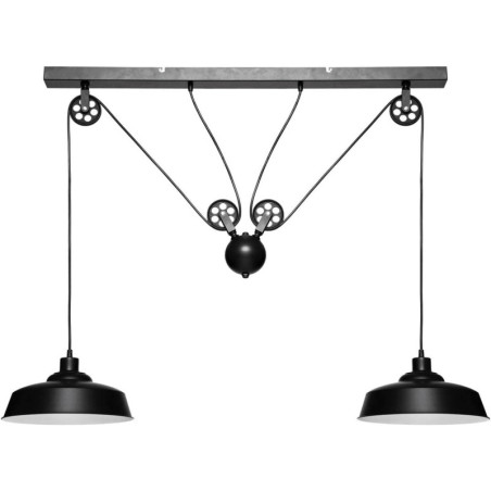 Suspension luminaire en métal "Ezio" - Noir - L 120 cm