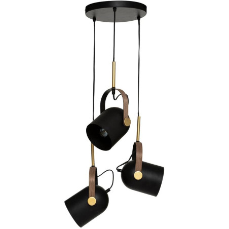 Suspension luminaire avec 3 lampes en métal "Bil" - Noir et Doré - D 12 cm