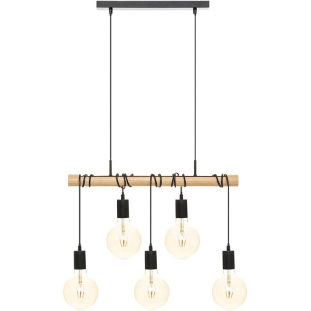 Suspension luminaire avec 5 lampes en métal "Jake" - Noir - L 120 cm