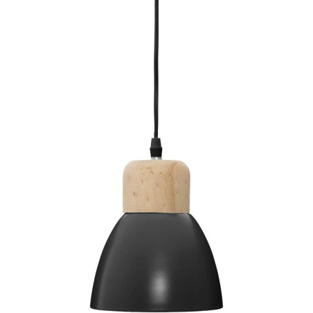 Suspension luminaire en métal et Pin "Desy" - Noir - D 15 cm