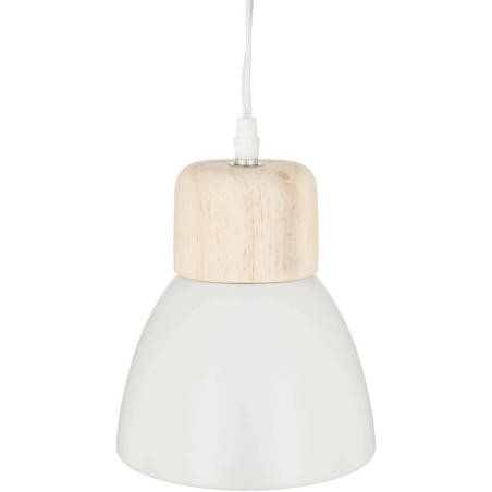 Suspension luminaire en métal et Pin "Desy" - Blanc - D 15 cm