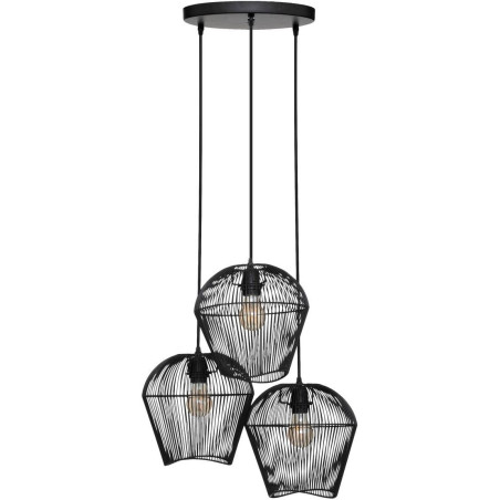 Suspension luminaire avec 3 têtes en métal "Jena" - Noir - D 26 cm