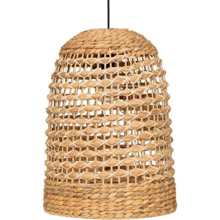 Suspension luminaire en métal et jacinthe "Sand" - Beige - D 37 cm