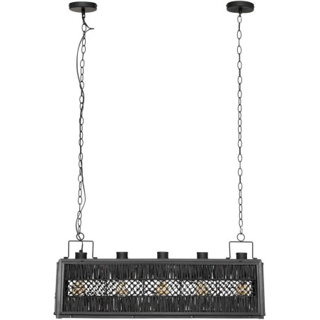 Suspension luminaire avec 5 lampes en métal "Aaron" - Noir - L 93 cm