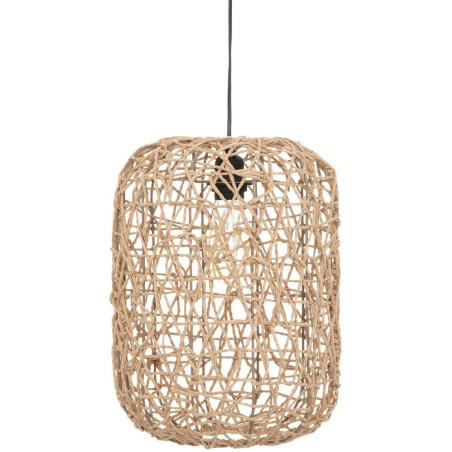 Suspension luminaire en corde et en métal "Raahe" - Beige - D 28 cm