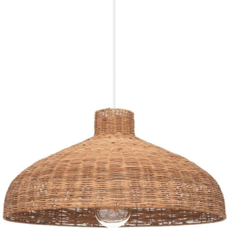 Suspension luminaire en métal et rotin "Origines" - Beige - D 58 cm