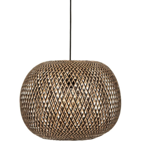 Suspension luminaire en bambou "Sinai" - Beige et Noir - D 45 cm