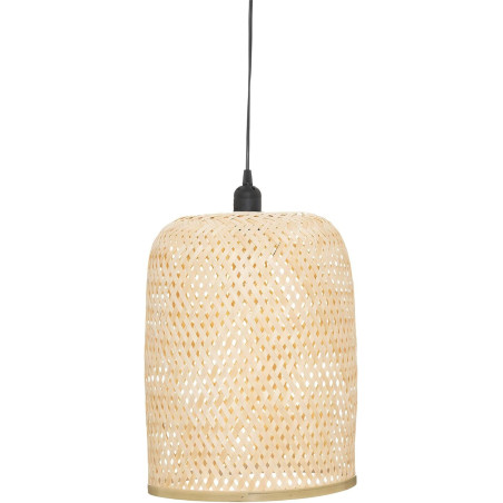 Suspension luminaire tressée en bambou "Ali" - Beige - D 28 cm