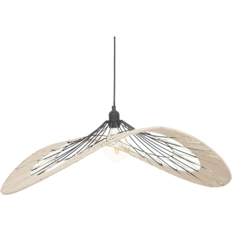 Suspension luminaire en corde et métal "Caly" - Beige et noir - D 75 cm