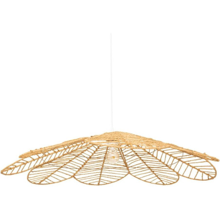 Suspension luminaire en forme de fleur en corde et métal "Folk" - Beige - D 98 cm