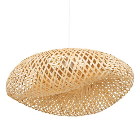 Suspension luminaire tressée en bambou "Beddy" - Beige - D 50 cm