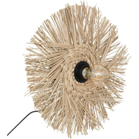 Applique murale en paille et métal "Tea" - Beige - D 34 cm