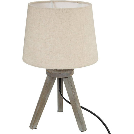 Lampe trepied à poser en bois - Beige - D 18,5 x H 32 cm