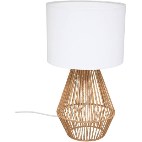 Lampe à poser en corde "Lila" - Beige et blanc - H 40 x D 23 cm