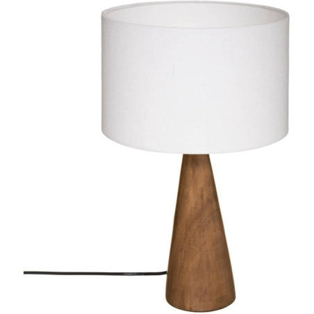 Lampe à poser pied en bois "Aina" - Blanc et marron - H 46 x D 28 cm
