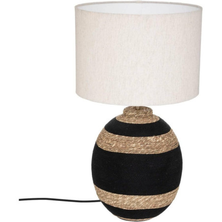 Lampe boule à poser en jute "Jorik IV" - Beige et noir - H 58 x D 35 cm