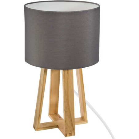 Lampe à poser multi-pied en bois "Molu" - Gris et beige - H 46 x D 28 cm