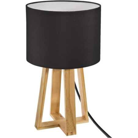 Lampe à poser multi-pied en bois "Molu" - Noir et beige - H 46 x D 28 cm