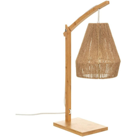 Lampe articulée à poser en bambou "Palm" - Beige - H 55,5 x P 18 x L 34 cm