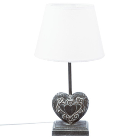 Lampe coeur en bois à poser "Prati" - Gris/blanc - H 49 x D 25 cm