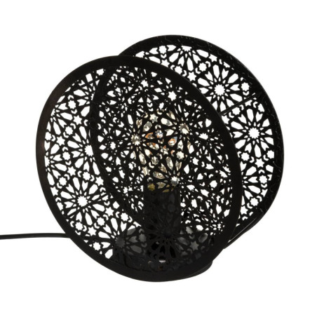 Lampe à poser ronde en métal "Lonzo" - Noir - D 22 x P 10,5 cm
