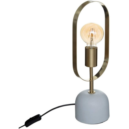 Lampe droite à poser en métal et base effet marbre "Edi" - Doré - H 44 x L 15,4 x P 11,5 cm