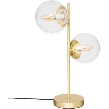 Lampe à 2 globes à poser en métal et verre "Le collectionneur" - Doré - H 50 x L 35 x P 48 cm