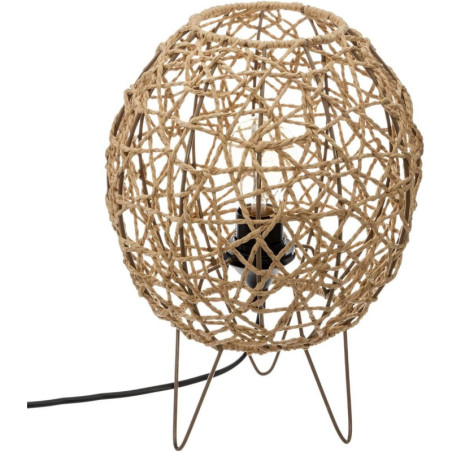 Lampe boule à poser en corde "Raahe" - Beige - D 26 x H 33,5 cm