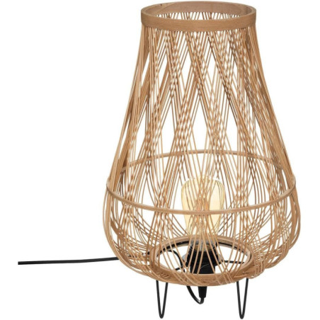 Lampe trépied à poser en bambou "Daria" - Beige - H 44 x D 28 cm