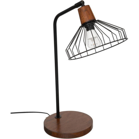 Lampe à poser en bois et métal "Café bordelais" - Noir et marron - H 47 x L 32 x P 20 cm