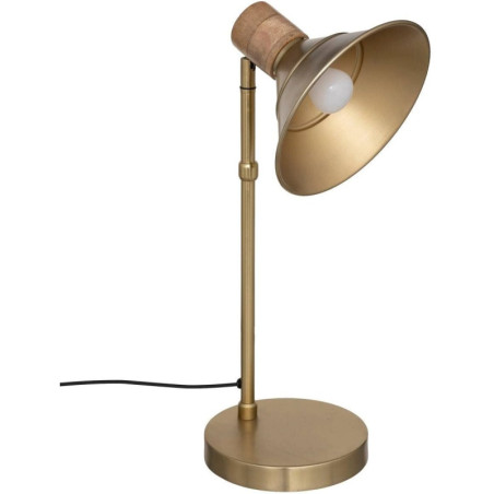 Lampe droite à poser en métal et bois "Bota" - Doré - H 45 x D 20 cm