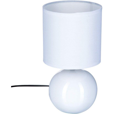 Lampe boule en céramique à poser "Timeo" - Blanc - H 25 x D 13 cm